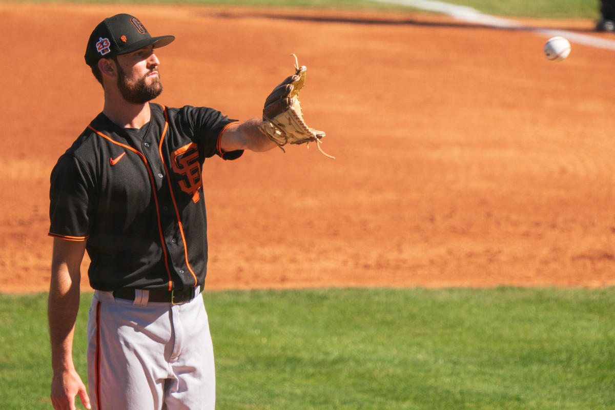SF Giants pitcher Tristan Beck on the mound in the second inning during a spring training game against the Chicago Cubs. (2023)